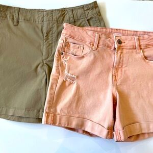 Gap Chino Khaki Shorts & Old Navy Peach Shorts - Set of 2 Size 4